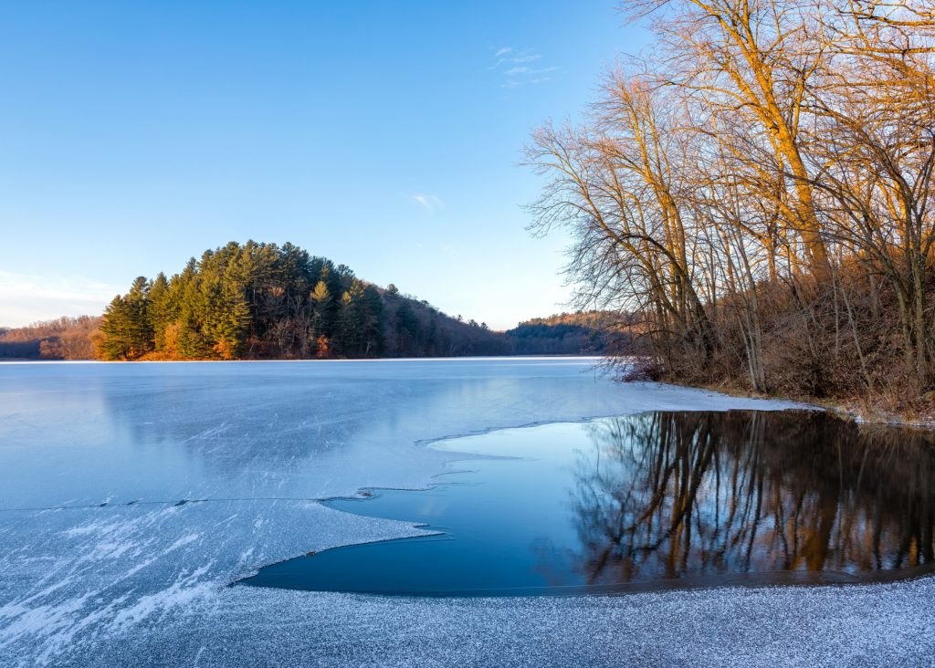 Governor State Park lake in winter